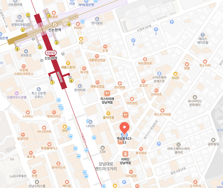강남구 역삼동 813-13 네이버 지도 위치